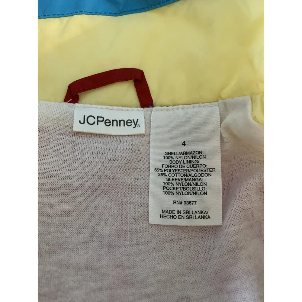 Vintage JC Penney Girl's Lined Windbreaker ColorBlock Size 4 Peplum Hem